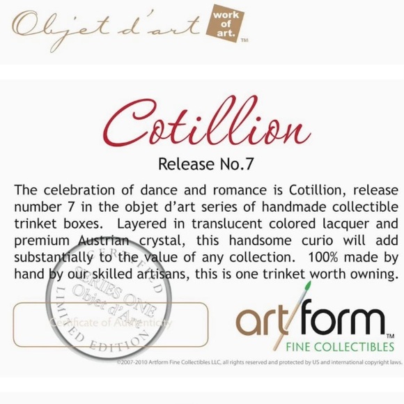 Cotillion Curio Jeweled Enamel Metal Trinket Box - Picture 13 of 13